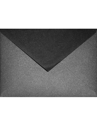 Briefumschläge Perlmutt-Schwarz DIN C6 (114 x 162 mm) 120 g/m² Aster Metallic Black nassklebend