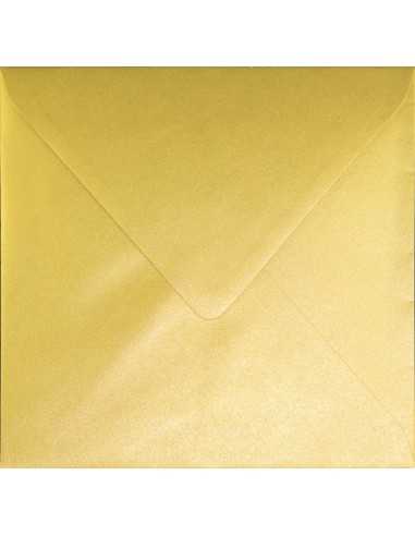 Briefumschläge Perlmutt-Gold quadratisch (155 x 155 mm) 110 g/m² Sirio Pearl Aurum nassklebend