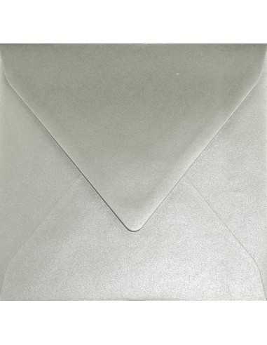 Briefumschläge Perlmutt-Silber quadratisch (155 x 155 mm) 110 g/m² Sirio Pearl Platinum nassklebend