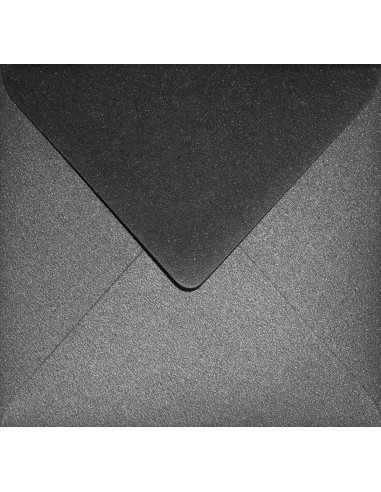 Briefumschläge Perlmutt-Schwarz quadratisch (153 x 153 mm) 120 g/m² Aster Metallic Black nassklebend