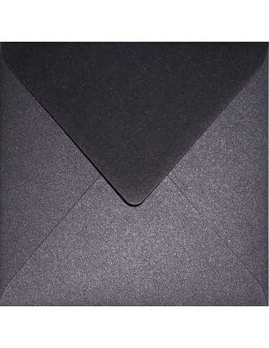 Briefumschläge Perlmutt-Schwarz mit Kupferteilchen quadratisch (153 x 153 mm) 120 g/m² Aster Metallic Black Cooper nassklebend