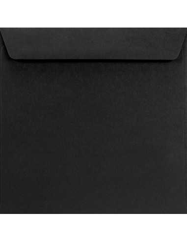 Farbige Briefumschläge Schwarz quadratisch (155 x 155 mm) 120 g/m² Burano Nero haftklebend