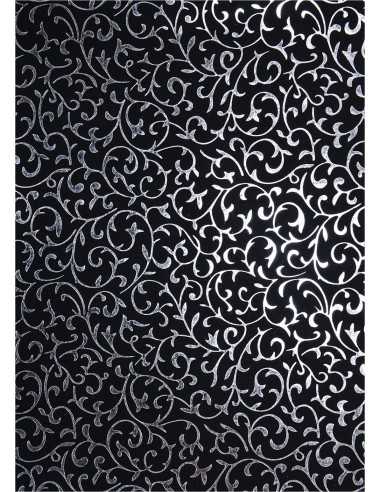 Dekorpapier Schwarz mit silbenem Spitzenmuster Größe (180 x 250 mm) 150 g/m² Orient Paper - 5 Stück