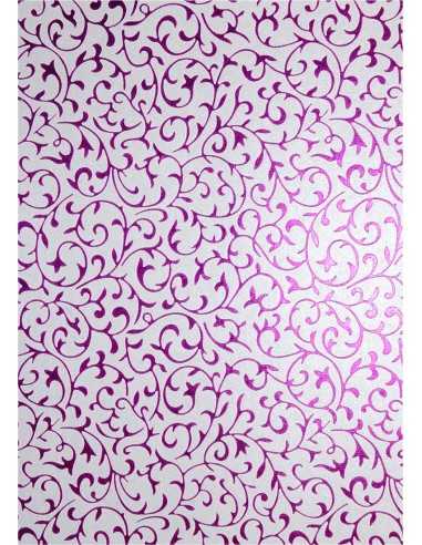 Dekorpapier Perlmutt-Weiß mit Spitzenmuster in Amarant Größe (180 x 250 mm) 150 g/m² Orient Paper - 5 Stück