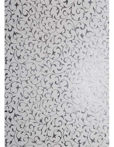 Dekorpapier Perlmutt-Weiß mit silbernem Spitzenmuster Größe (180 x 250 mm) 150 g/m² Orient Paper - 5 Stück