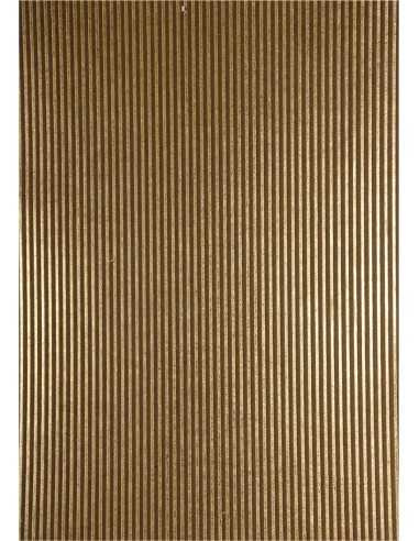 Dekorpapier Braun mit geprägtem Streifen in Gold Größe (180 x 250 mm) 150 g/m² Orient Paper - 5 Stück