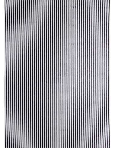 Dekorpapier Perlmutt-Weiß mit schwarzem Streifenmuster Größe (180 x 250 mm) 150 g/m² Orient Paper - 5 Stück