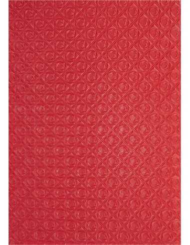Dekorpapier Rot mit geprägtem Rosentmuster Größe (180 x 250 mm) 150 g/m² Orient Paper - 5 Stück