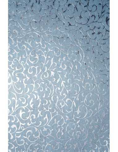 Deko-Vlies Hellblau mit silbernem Spitzenmuster Größe (190 x 290 mm) 40 g/m² Orient Paper - 5 Stück