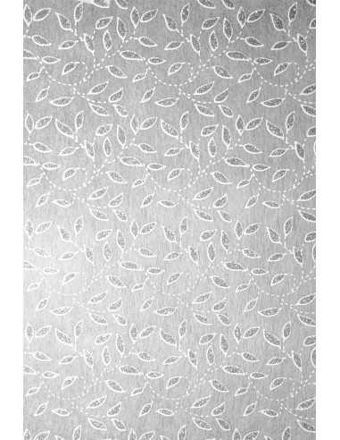 Deko-Vlies Weiß mit silbenem Blättermotiv Größe (190 x 290 mm) 40 g/m² Orient Paper - 5 Stück