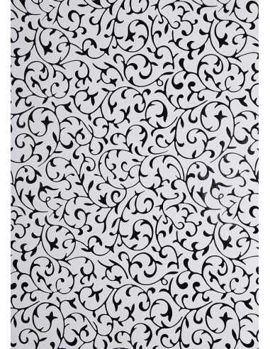 Dekorpapier Weiß mit schwarzem Spitzenmuster Größe (560 x 760 mm) 150 g/m² Orient Paper