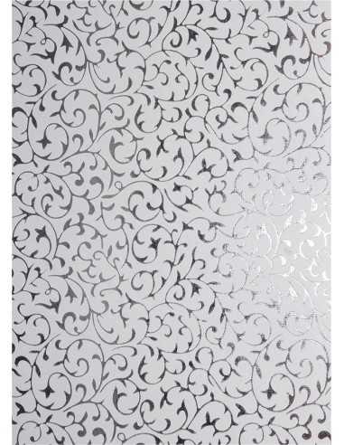 Dekorpapier Weiß mit silbernem Spitzenmuster Größe (560 x 760 mm) 150 g/m² Orient Paper