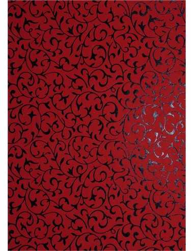 Dekorpapier Rot mit schwarzem Spitzenmuster Größe (560 x 760 mm) 150 g/m² Orient Paper