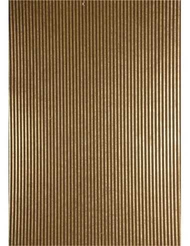 Dekorpapier Braun mit geprägten Streifen in Gold Größe (560 x 760 mm) 150 g/m² Orient Paper