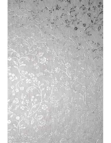 Deko-Vlies Weiß mit silbenem Blumenmotiv Größe (580 x 900 mm) 40 g/m² Orient Paper