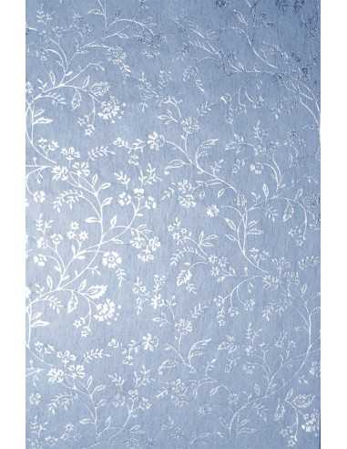 Deko-Vlies Hellblau mit silbernem Blumenmotiv Größe (580 x 900 mm) 40 g/m² Orient Paper