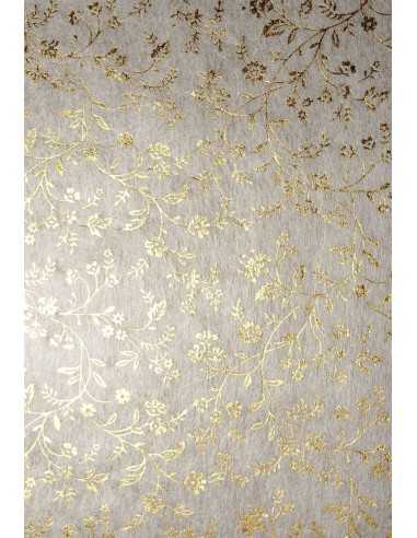 Deko-Vlies Ecru mit goldenem Blumenmotiv Größe (580 x 900 mm) 40 g/m² Orient Paper