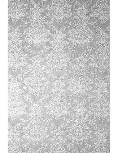 Deko-Vlies Weiß mit silbenem Ornamentmuster in Glitzer Größe (580 x 900 mm) 40 g/m² Orient Paper