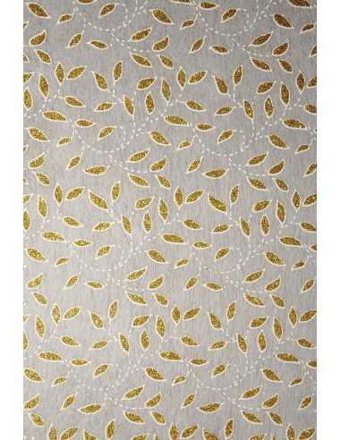 Deko-Vlies Ecru mit goldenem Blättermotiv in Glitzer Größe (580 x 900 mm) 40 g/m² Orient Paper