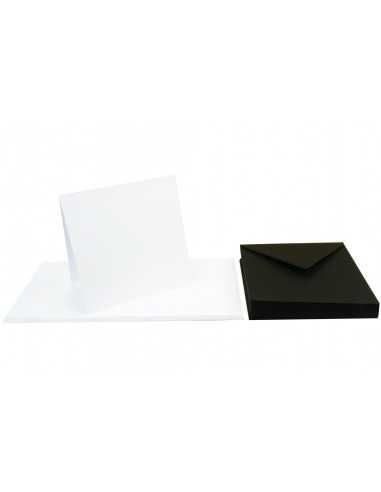 Faltkarten-Set Weiß-Schwarz mit Briefumschlägen quadratisch (140 x 140 mm) 250 g/m² Arena Extra White + Sirio Color Nero - 25 St