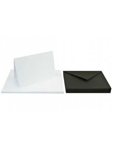 Faltkarten-Set Weiß-Schwarz mit Briefumschlägen DIN C6 (114 x 162 mm) 250 g/m² Arena Extra White + Sirio Color Nero - 25 Stück
