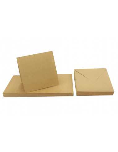 Ökologisches Faltkarten-Set Braun mit Briefumschlägen quadratisch (140 x 140 mm) 300 g/m EKO Kraft - 25 Stück
