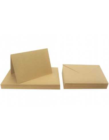 Ökologisches Faltkarten-Set Braun mit Briefumschlägen DIN C6 (114 x 162 mm) 300 g/m² EKO Kraft - 25 Stück