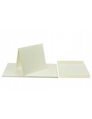 Faltkarten-Set Ecru mit Briefumschlägen quadratisch (140 x 140 mm) 240 g/m² Lessebo - 25 Stück