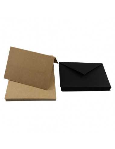 Ökologisches Faltkarten-Set Braun-Schwarz mit Briefumschlägen DIN C6 (114 x 162 mm) 340 g/m² EKO PLUS - 25 Stück
