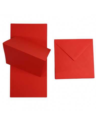 Faltkarten-Set Rot mit Briefumschlägen quadratisch (140 x 140 mm) 160 g/m² Rainbow Farbe R28 - 25 Stück