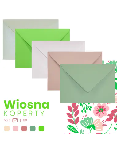 Farbiges Briefumschläge-Set Frühling DIN B6 (125 x 175 mm) nassklebend - 25 Stück