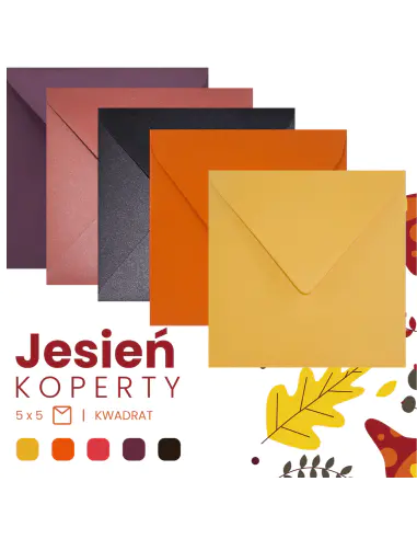Farbiges Briefumschläge-Set Herbst quadratisch (153 x 153 mm) nassklebend - 25 Stück