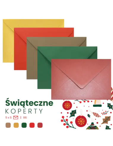 Farbiges Briefumschläge-Set Weihnachten DIN B6 (125 x 175 mm) nassklebend - 25 Stück