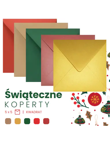 Farbiges Briefumschläge-Set Weihnachten quadratisch (153 x 153 mm) nassklebend - 25 Stück