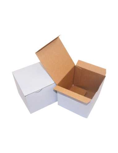 Karton Braun/Weiß mit Automatikboden Größe (100 x 100 x 75 mm) 385 g/m2 - 40 stück