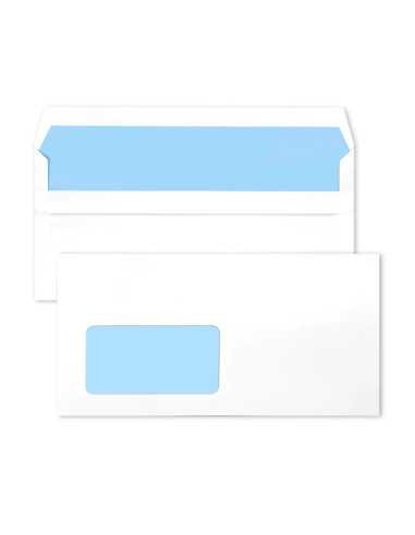Briefumschläge Weiß mit Fenster links DIN lang (110 x 220 mm) 90 g/m² selbstklebend - 100 Stück