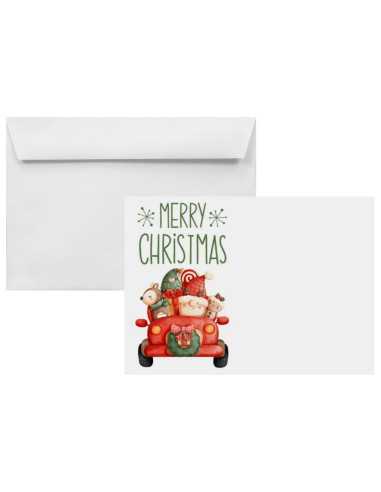 Briefumschläge Weiß mit Weihnachtsauto DIN B6 (125 x 175 mm) 100 g/m² Amber haftklebend