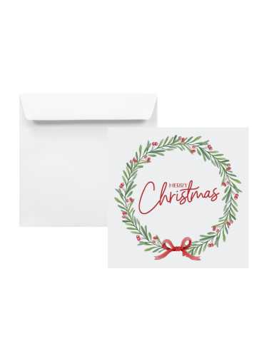 Briefumschläge Weiß mit Weihnachtskranz quadratisch (155 x 155 mm) 100 g/m2 Amber haftklebend