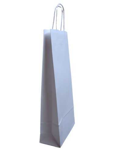 Papiertragetaschen mit gedrehter Papierkordel Weiß (180 x 80 x 380 mm) - 20 Stück