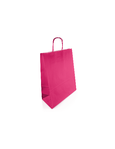 Papiertragetaschen mit gedrehter Papierkordel Pink (250 x 110 x 320 mm) - 200 Stück